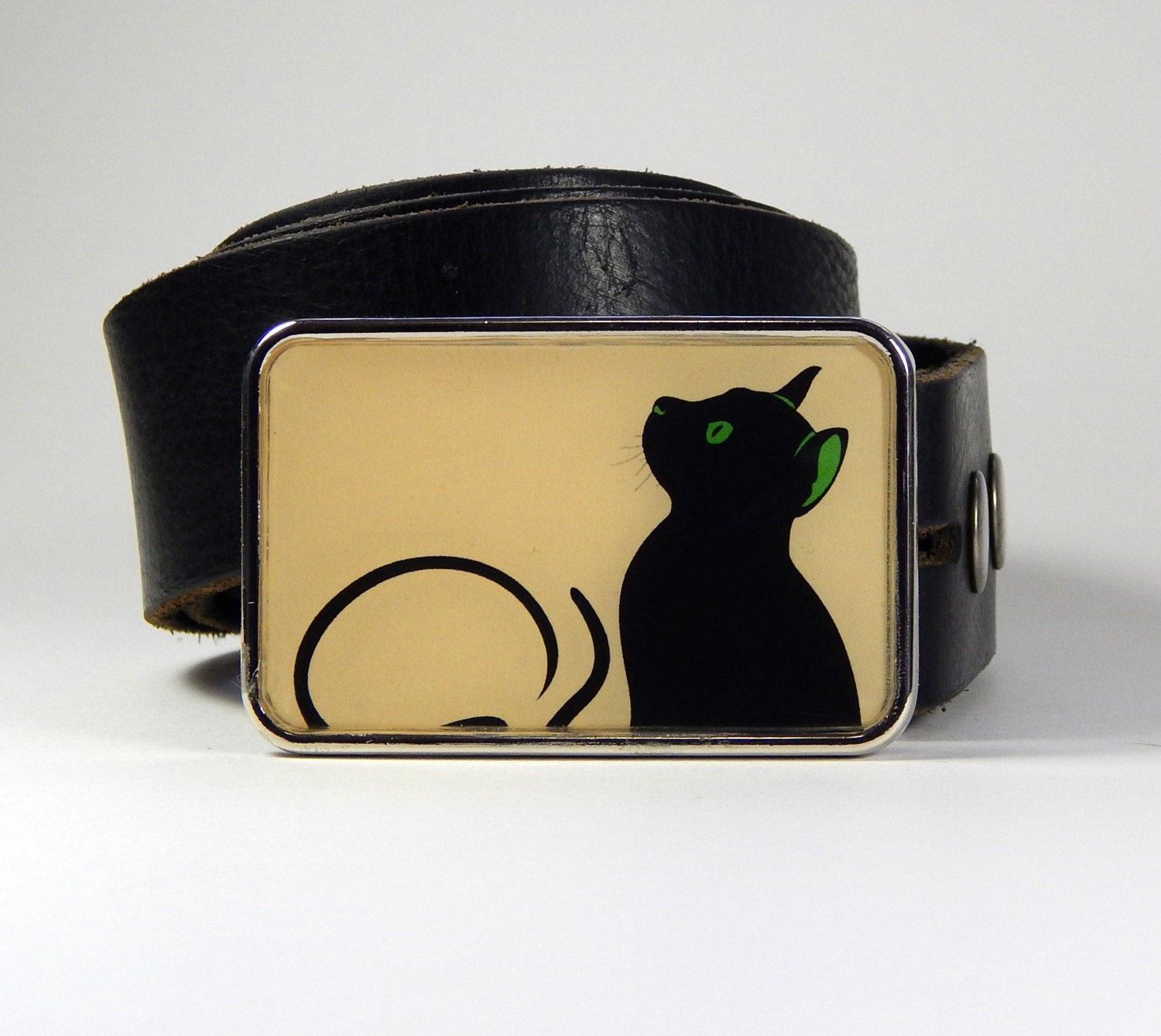 Belt Buckle Black Cat Belt Buckle Choice of by DogCentralDesigns