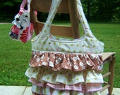 Shabby Country Chic Tote bag- Cottage Chic Purse- Accessories -Womans Handbag- Ruffled FLAPPER BAG in three sizes and many fabric colors.