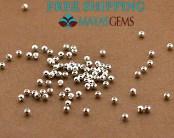 100pc, 2mm Beads, 2mm Sterling Silver Beads, Polished Plain Beads, Round Seamless Beads, Tiny Round Beads for Jewelry, .925 Seed Beads