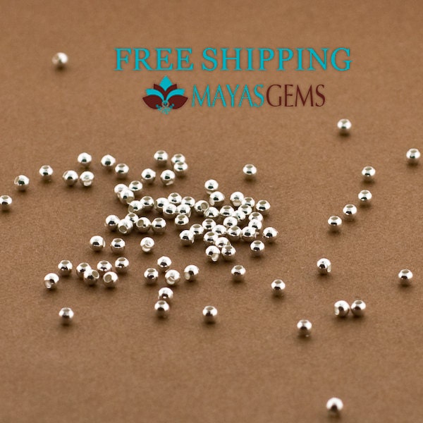 300pc 2mm Beads 2mm Sterling Silver Beads Polished by Mayasgems