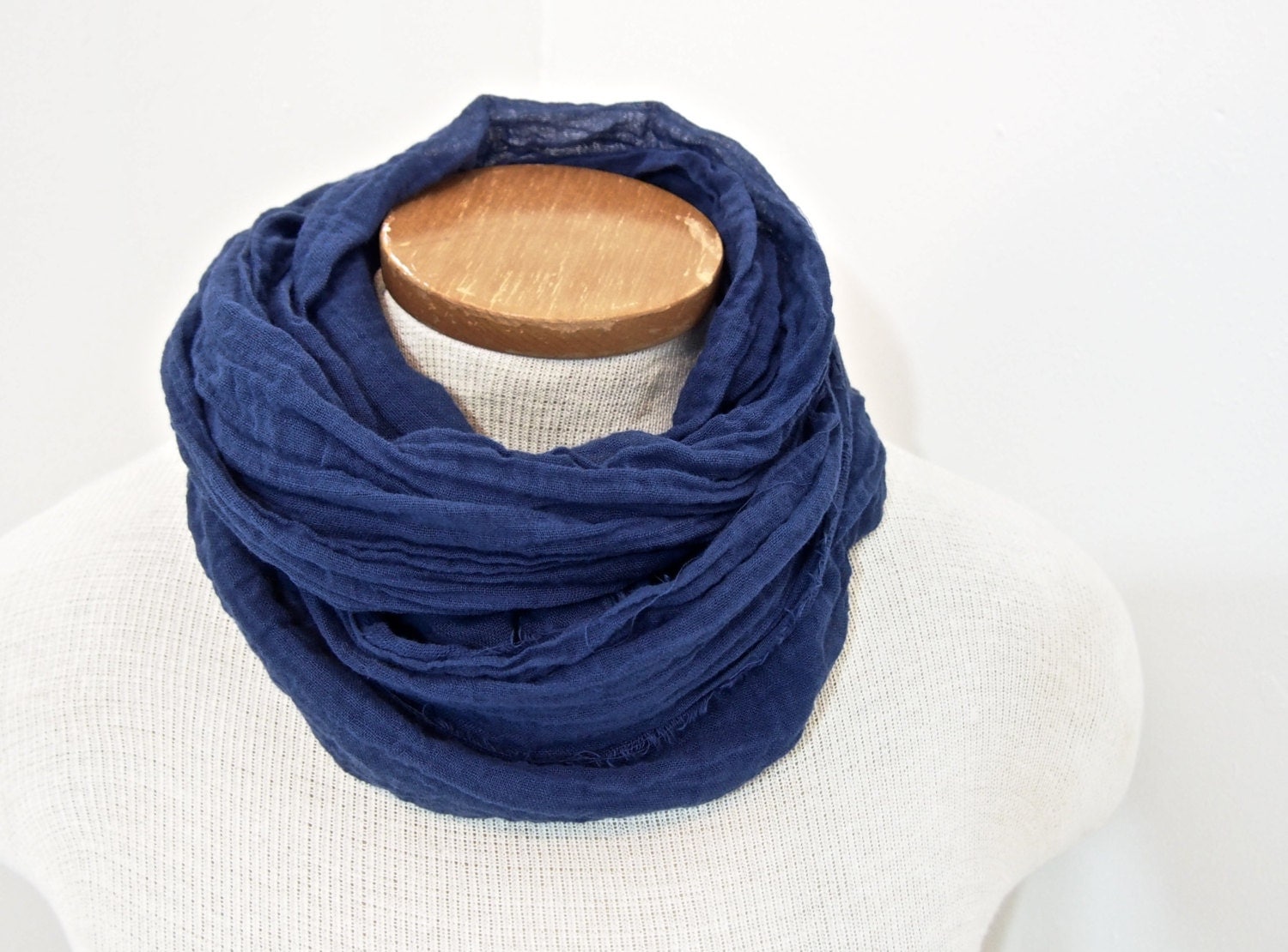 Deep Blue Scarf Dark Blue Gauze Mens Blue Scarf for Men