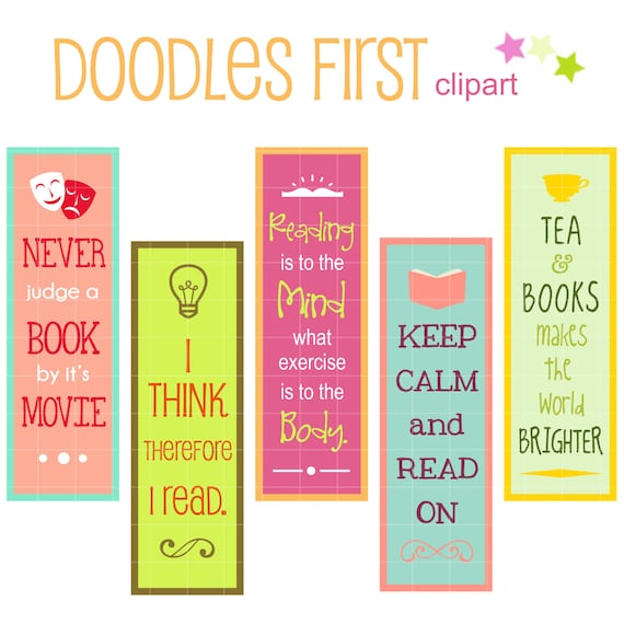 Reading Quotes Bookmarks Digital Clip Art for Scrapbooking