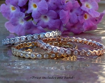 Eternity Band, Bubble Band, Sterling Silver Eternity band, Simulated Diamond Band, Diamond Eternity