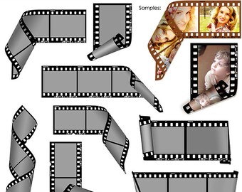 Curled Negatives Digital Scrapbooking Frames, scrapbooking, PNG and PSD, PU & Ltd. Commercial Use - Instant Download