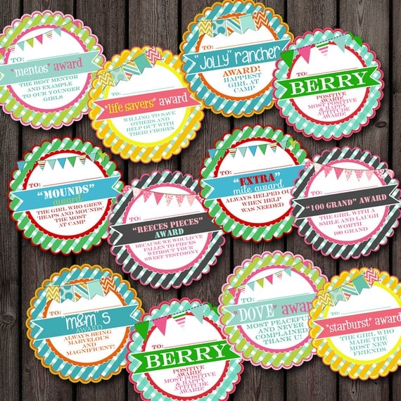 girls camp awards tags 28 different adorable tag designs