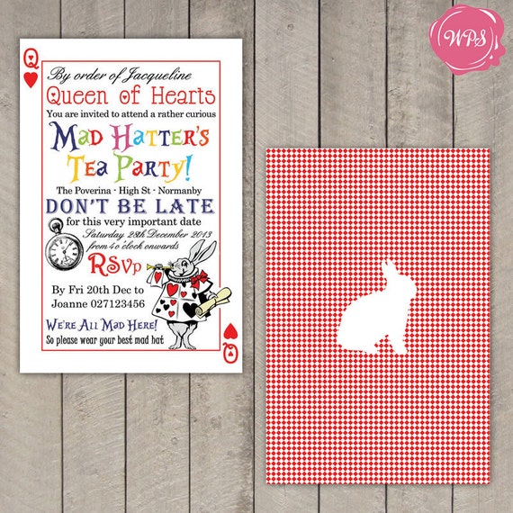 mad printable hatter card 10/6 Mad in Party Queen Tea Alice Hatter's Wonderland of