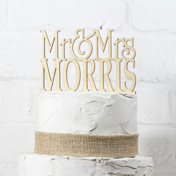 Items similar to Rustic Wedding Cake Topper or Sign Mr and Mrs Topper Custom Personalized with