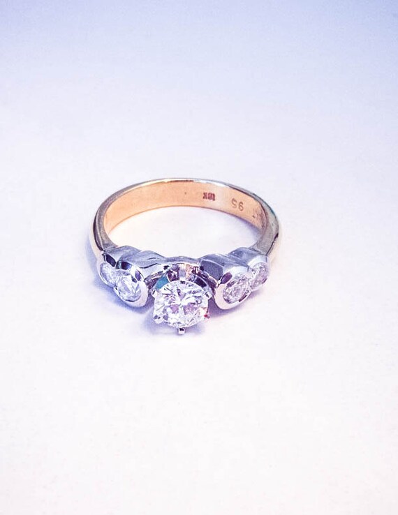 Bubble Diamond Platinum & 18K Yellow Gold Engagement Ring