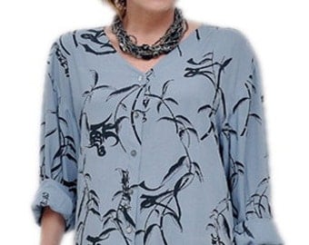 Women's Plus Size Shirt with Classic Sleeve and Button Front | Handmade Women's Clothing in Plus Size xl 1x 2x 3x for the Full Figure Woman