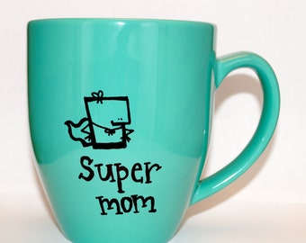 Hand Drawn Super Mom Mug (Customizable)