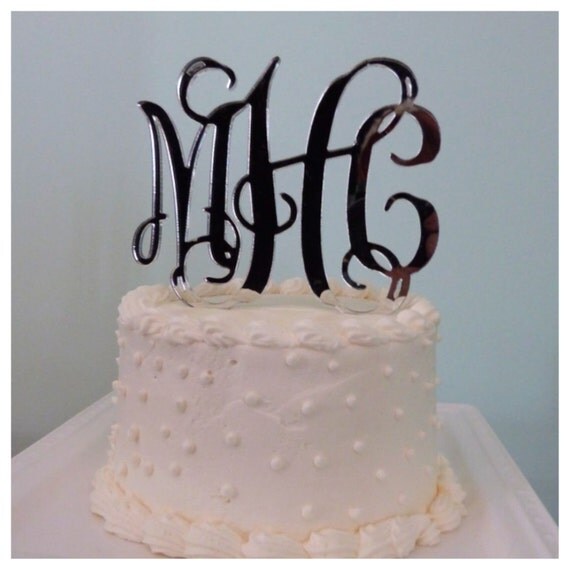Mirrored Acrylic Monogrammed Cake Topper By Wanderlustwoodworks