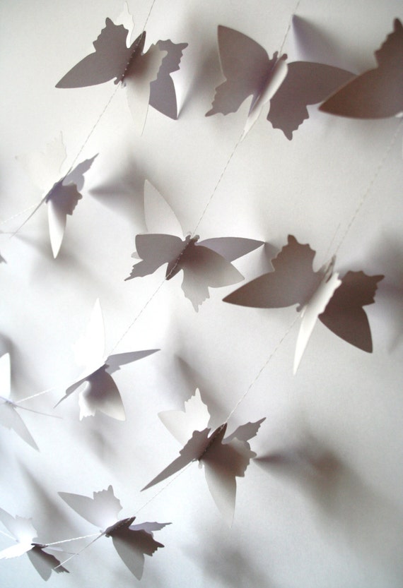 3D White Butterfly GARLAND, Wedding garland, White garland, Bridal shower decor Wedding backdrop