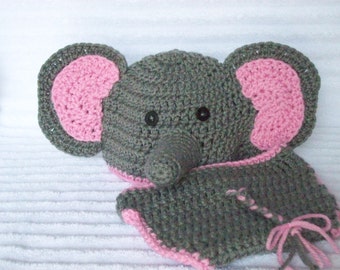 Baby Elephant hat and diaper cover, elephant diaper cover, Newborn Halloween costume, baby girl, Elephant Halloween Costume, Baby Costume
