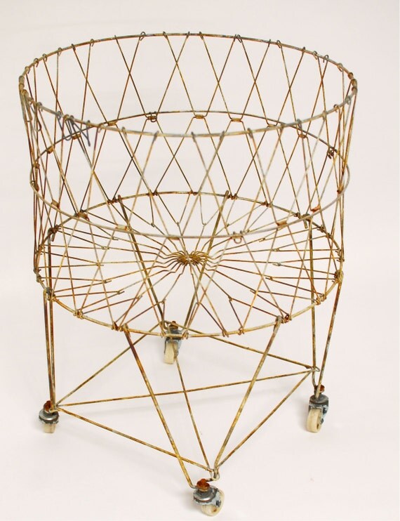 Vintage French Wire Laundry Basket