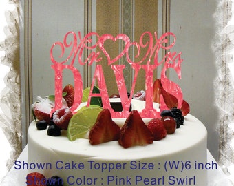 Monogram Cake Topper Mr and Mrs(Heart) With Your Family Name - Handmade Custom Wedding Unique Cake Topper