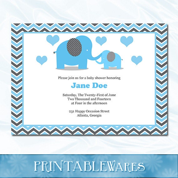 Blue And Grey Baby Shower Invitations 9