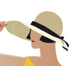 Fashion Art Print - Summer -  Art Deco - Sunset - Print - Vintage Inspired - Fashion Illustration  - Wall Decor - Summer - Beach
