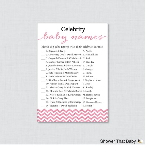 Celebrity Baby Shower Game Printable Celebrity Baby Name