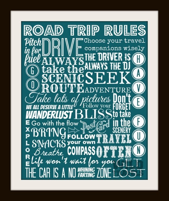 Road Trip Rules Instant Download Printable Art by WildTravels