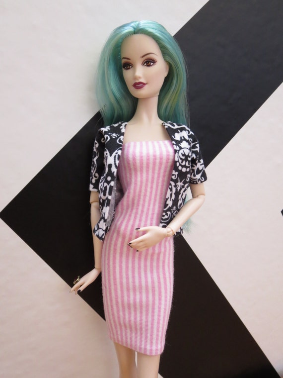 OOAK Barbie Doll Pink Stripe Tube Dre