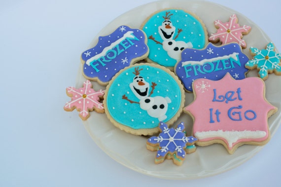 Frozen cookies, Olaf Cookies, Disney cookies, Frozen Birthday, Party Favors