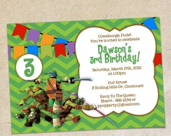 Teenage Mutant Ninja Turtles Invitation Template - Instant Download, You Personalize & Print