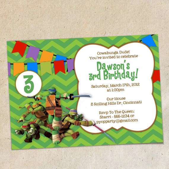 Ninja Turtle Birthday Invitations 8