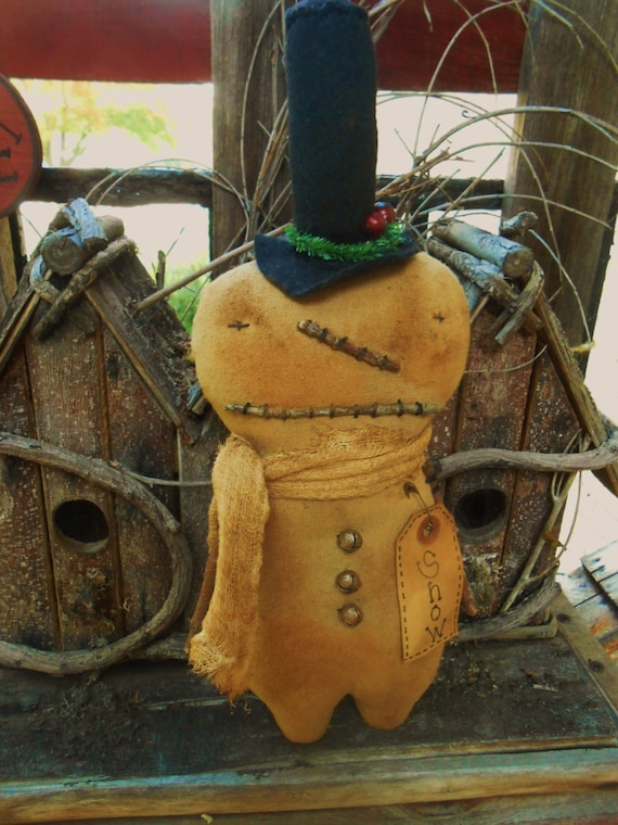 Extreme Primitive Top Hat Snowman Doll OFG FAAP