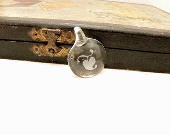 Heart Pendant Etched Glass Handmade Glass Pendant Clear Etched Jewelry Necklace Pendant Jewelry Supply #124