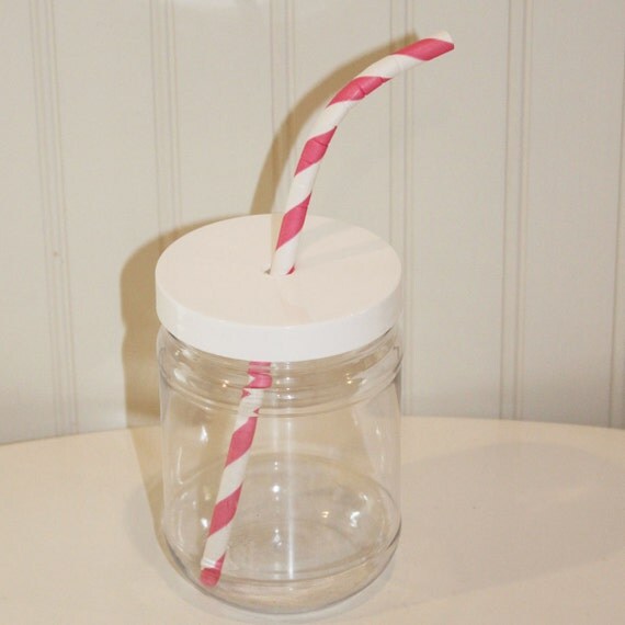 Plastic Mason Jars with White Plastic Lids with Straw Hole, 15 Medium 12 oz. Plastic Mason Jar Sippers & 15 Lids With Straw Holes, Birthday Il_570xn