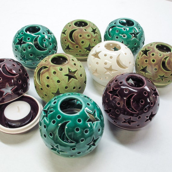 Stars and Moon candle holder Purple Lantern Wedding gift for