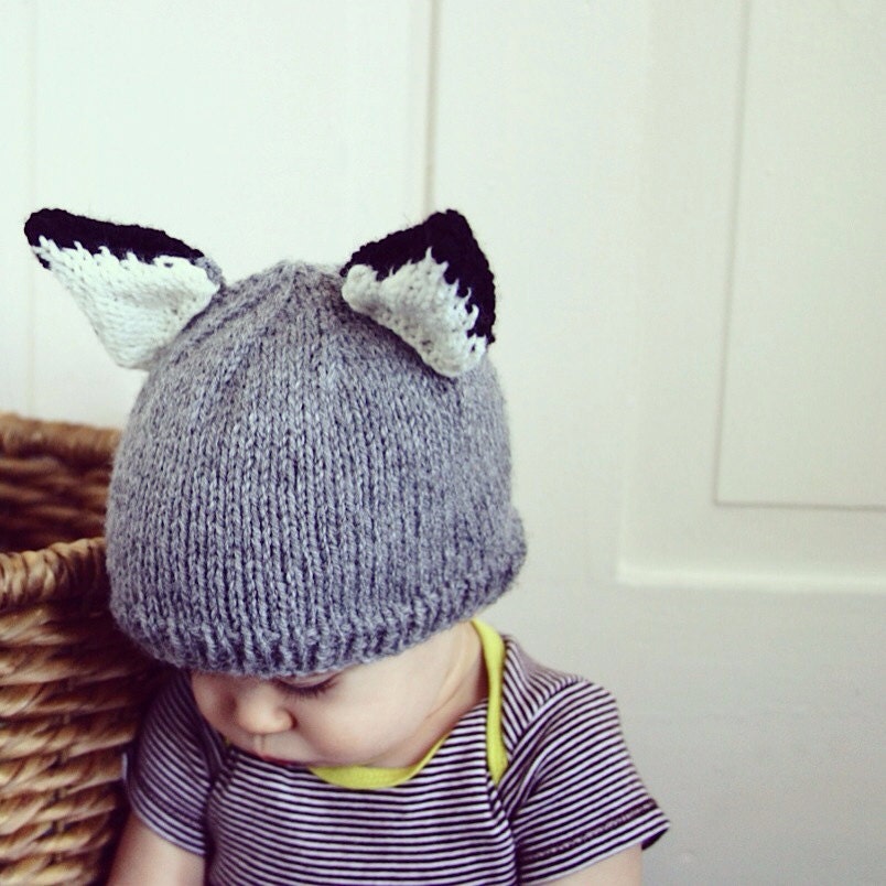 Baby Wolf Hat Knitting Pattern PDF Instant download Kids Knit