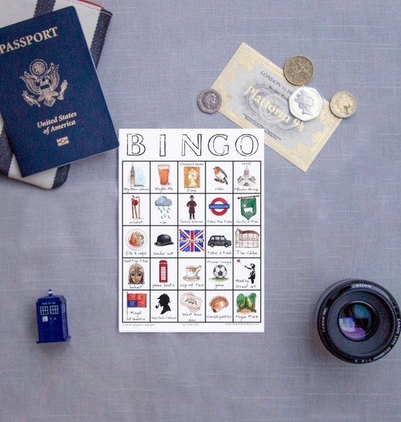 London Travel Bingo Instant Download Travel Printable Game