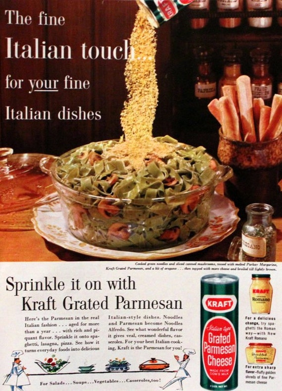 1961 Kraft Parmesan Cheese Ad Pasta Retro Vintage Food