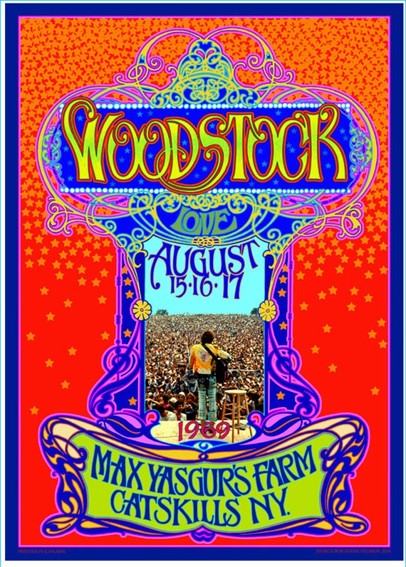 Psychedelic Woodstock 45th anniversary poster by BobMasseStudios