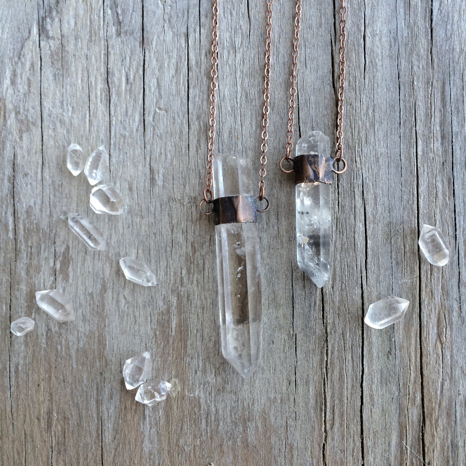 Raw quartz crystal necklace Electroformed crystal by HAWKHOUSE