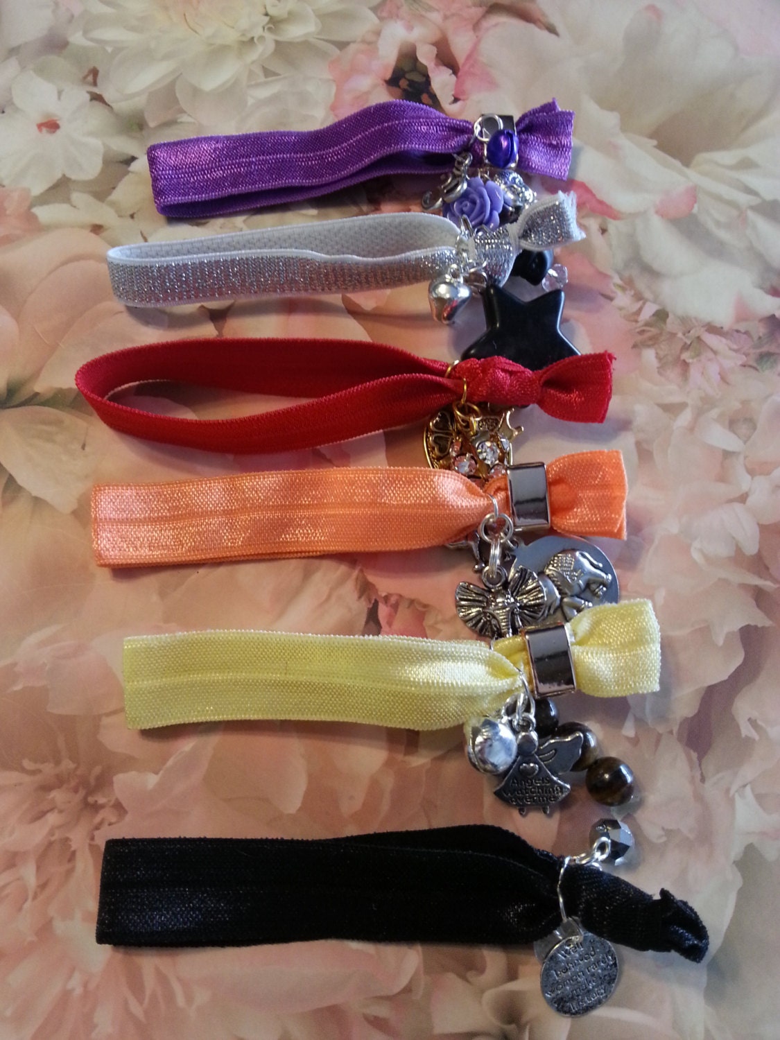 Hair Tie Bracelets Charm Hair Tie Bracelets by BeadedObsessions