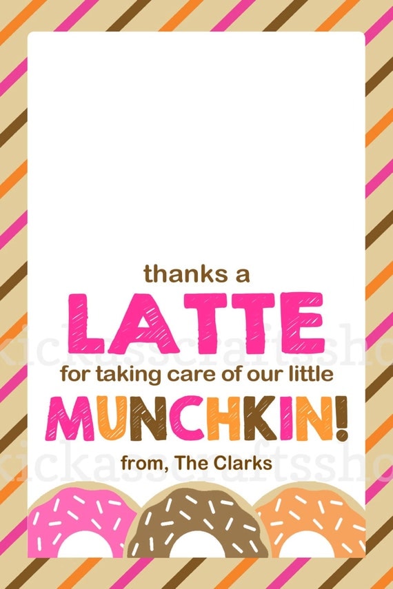 Printable Dunkin Donuts Inspired Thanks A By KickAssCraftsShop