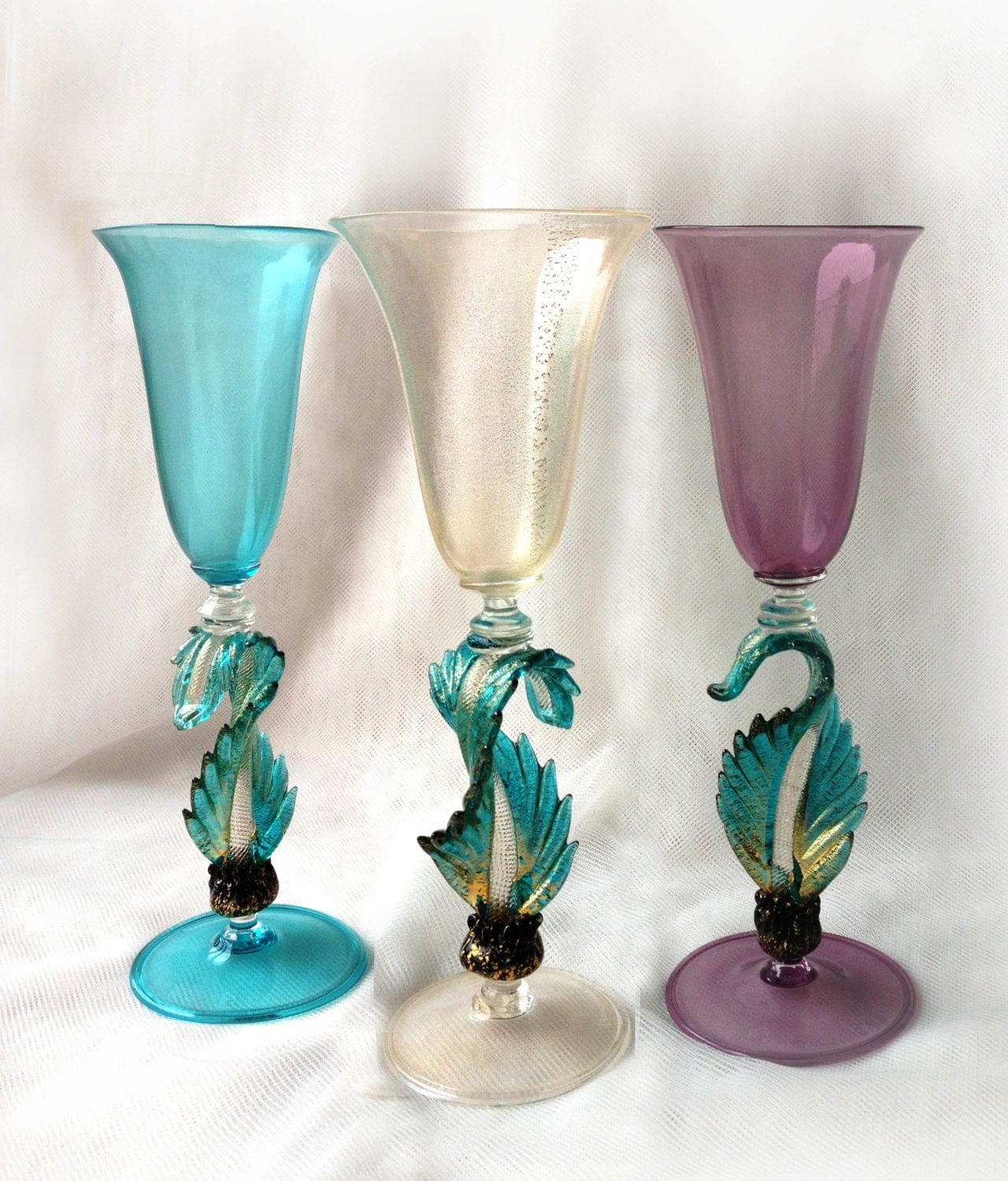 Murano Glass Champagne Flute Venice Italy