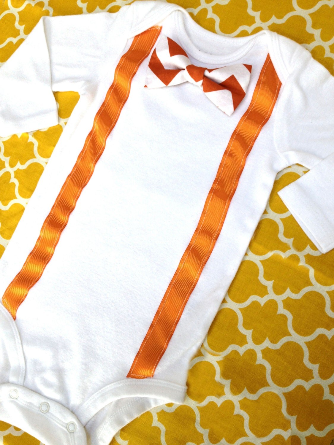 ORANGE BABY BOY Outfit ChevroBow Tie & by PomPomFairytale on Etsy