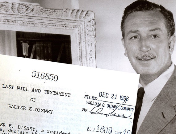 Walt Disney Signed Last Will Testament Death Cert Walt Disney Signed Last Will Testament Death Cert