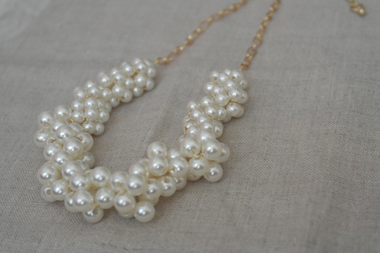 Chunky Pearl Necklace with Gold Chain by