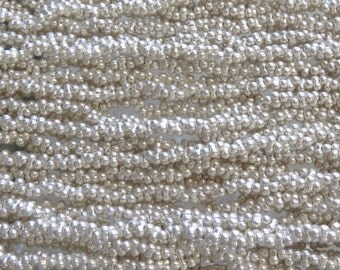 4x2mm Metallic Silver Terra Color Fast Czech Glass Farfalle Seed Bead Strand (AW102)