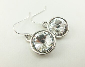 Bridal Earrings Sterling Silver Clear Crystal Earrings Wedding Earrings