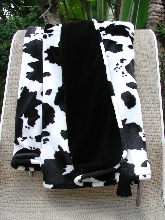 Sofa Throw Blanket Cow Print Blanket Black and White Black