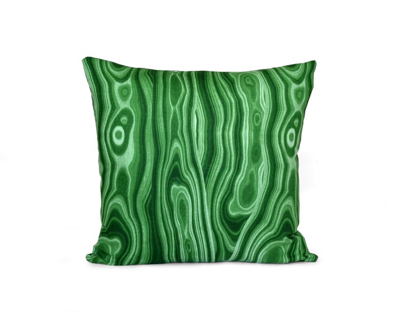 Lumbar Emerald Green Pillow Cover. Malachite Cushion. Cotton