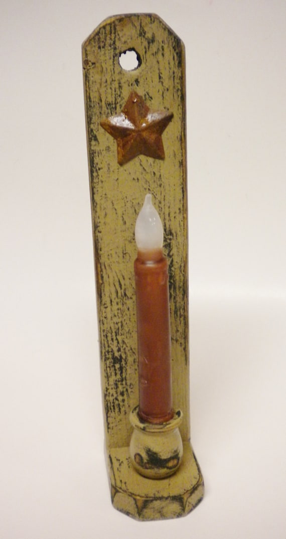 Candle Holder with Star and Battery Operated Candle Wood