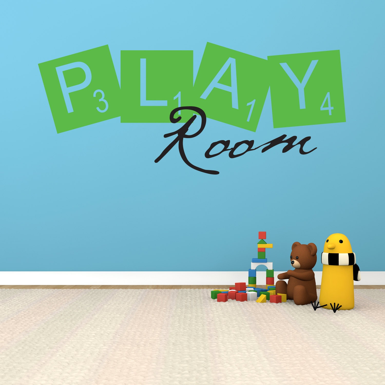 Kids Playroom Wall Decal Scrabble Tile Wall by GiftsWithMemories
