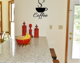 Coffee Wall Art - Wall Decal - Coffee Decals -Coffee Sign - Coffee Decor -  Coffee Vinyl Decal - Kitchen Decor - Large Size