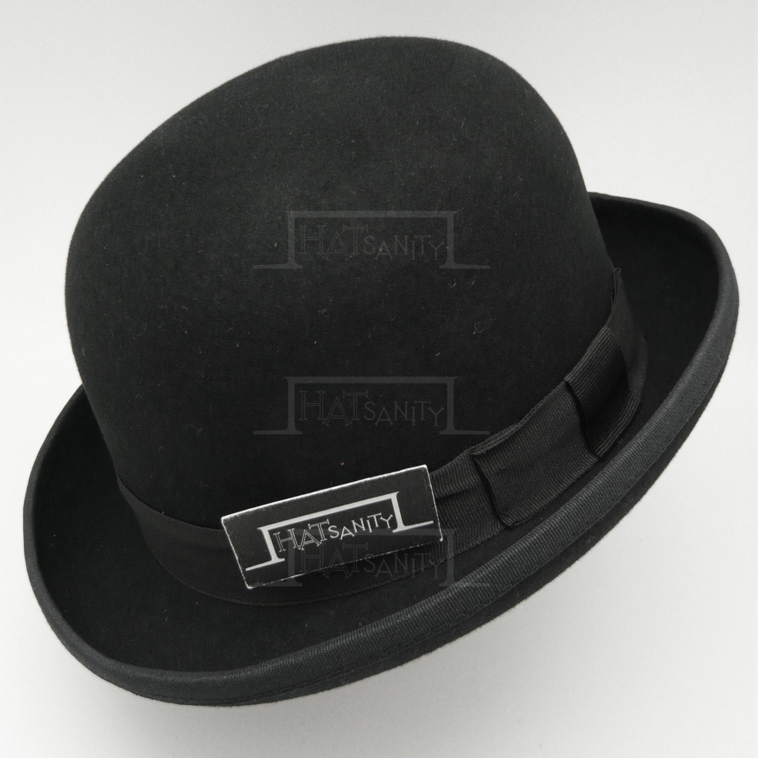 VINTAGE Wool Felt Formal Tuxedo DURA BOWLER Top Hat Black